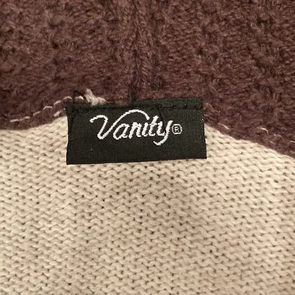 Vanity Brown and Cream Striped V-Neck Sweater - Picture 3 of 4